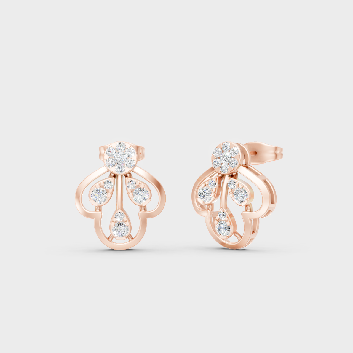 Modern 18K Rose Gold Stud Earrings With 0.56 Ct TW Round Lab-Grown Diamonds